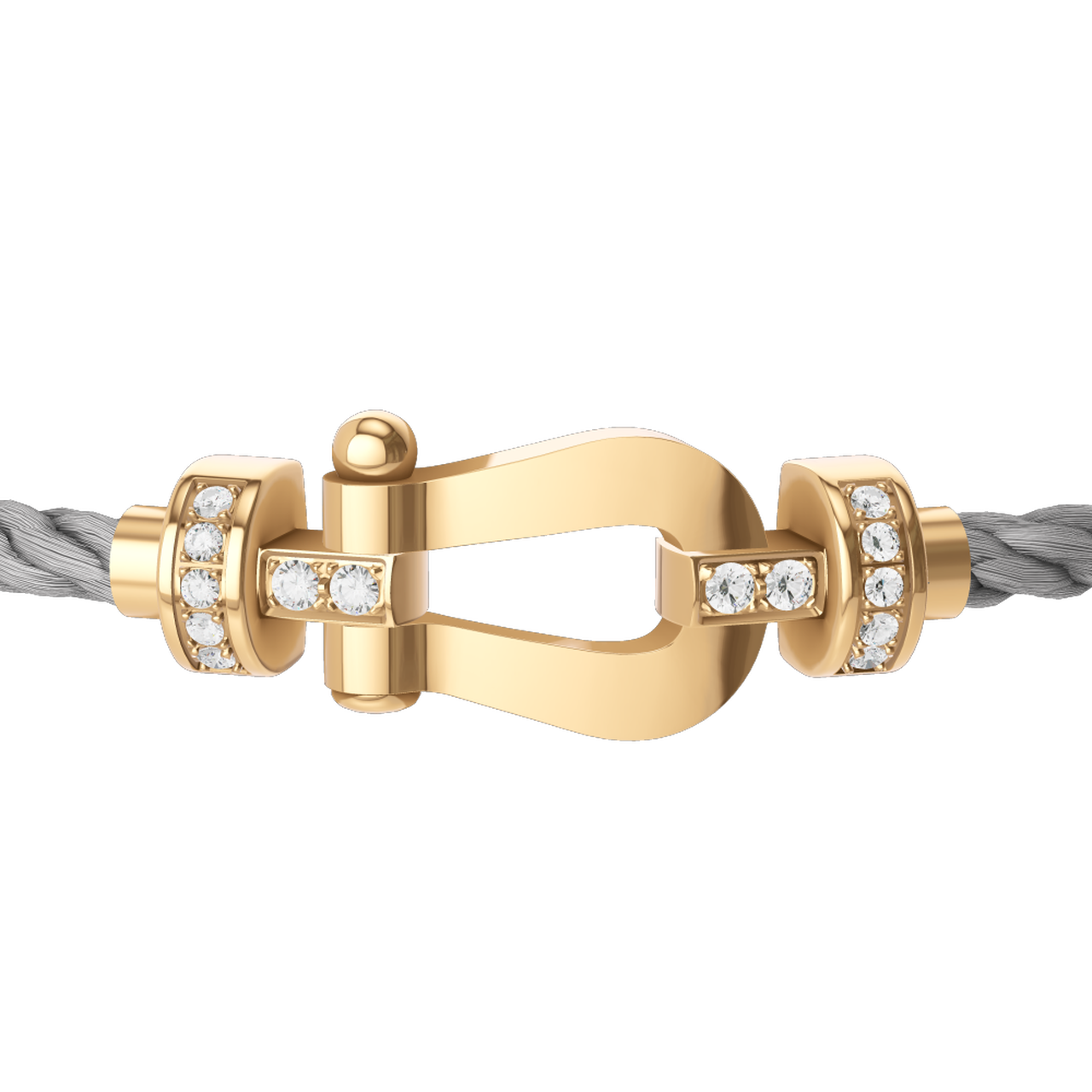 ◆STONEHENgE◆ 14K Bracelet F0161 Fred Force 10 Medium Yellow Gold and Diamond Pavé Cable